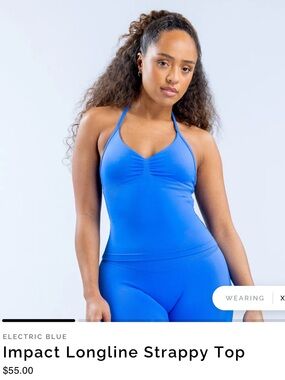 Impact Longline Strappy Top - Electric Blue